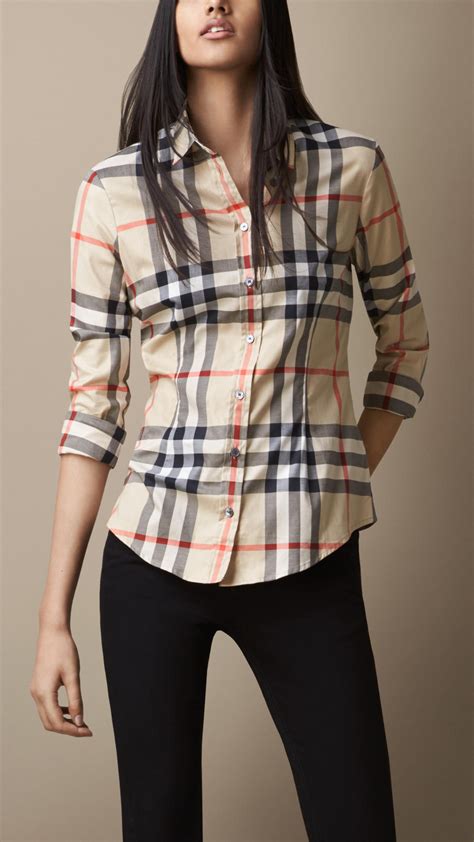 burberry women's check pattern shirt|burberry check cotton shirts.